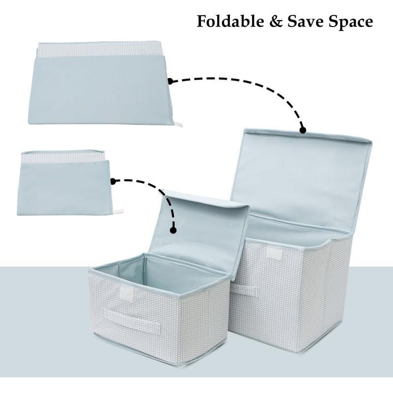 Foldable Non-Woven Big and Small Storage Basket Bins Wardrobe Closet Organizer (Pack of 2)